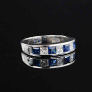 Natural Sapphire Stone Ring 0.45ct, Diamond 0.81ct Platinum Pt900